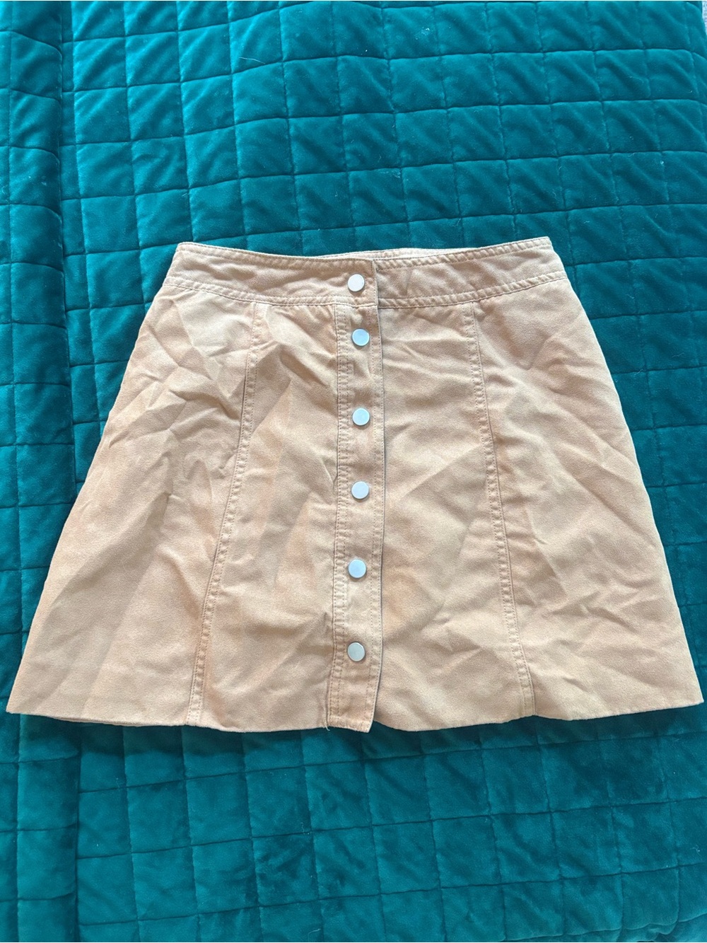 Women’s Button-Front Tan A-Line Skirt